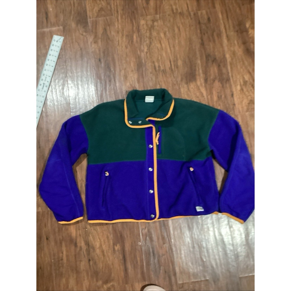 The North Face Womens M Sherpa Fleece Colorblock Snap Jacket Purple Teal Yellow